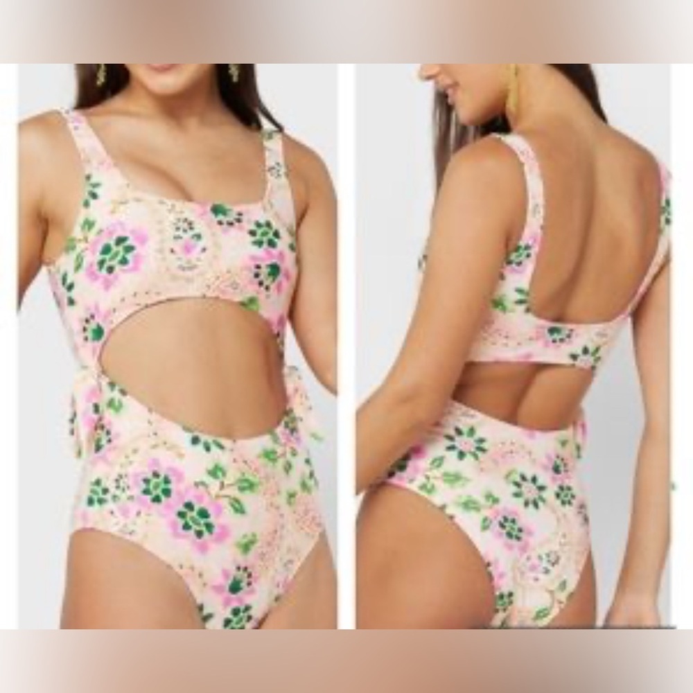 Aerie Real Good Paisley Scoop Neck Cheeky Swimsuit Size Medium